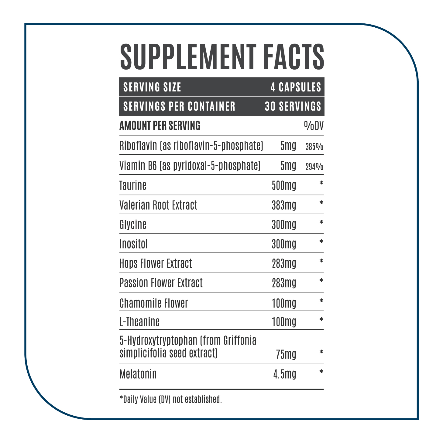 Sleep Support Supplement Facts