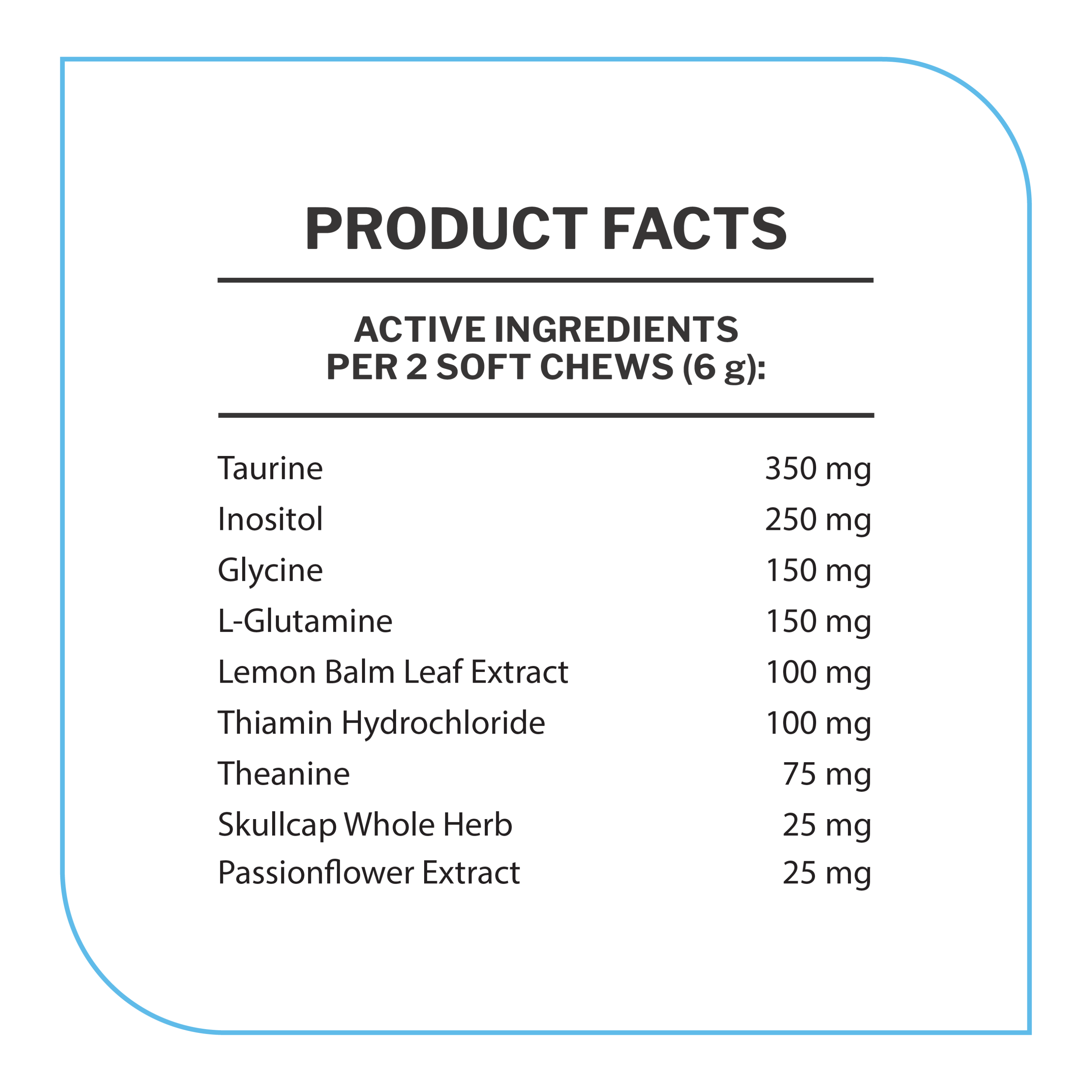 canine advanced calm product facts